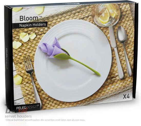 Borvat® Borvat® - servet houders voor tafels plastic twist bloemknoppen servethouders met groene steel voor het maken van originele tafelarrangementen - Set van 4 -