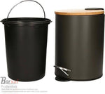 Borvat® Borvat® - Luxe pedaalemmer - metaal - soft close - prullenbak - 3 L - 17 x 17 x 23 cm - kantoor - slaapkamer - badkamer - toilet - keuken - Zwart / Hout -