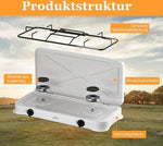 IBBO® - Gas kooktoestel 2 pits - Campingkooktoestel - Vrijstaande Gaskookplaat - incl.1.5 m Gasslang en drukregelaar 50 mbar - Wit by borvat