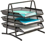 BORVAT Bureau Organizer - Brievenbak 3 Laags Sorteerrek - Uitschuifbare Laden - Metaal - Zwart by BORVAT