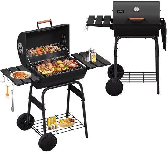 BORVAT Houtskool BBQ Smoker - Grillwagen met Thermometer - Rookoven - Opbergvakken by BORVAT