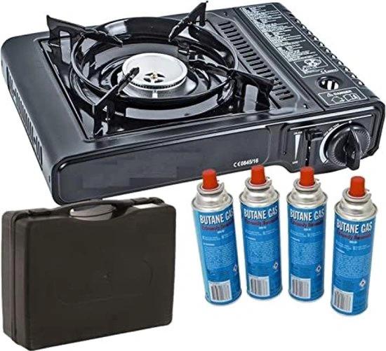 Camping Kooktoestel 2.2KW - Incl. 4 Gasflessen & Koffer by BORVAT