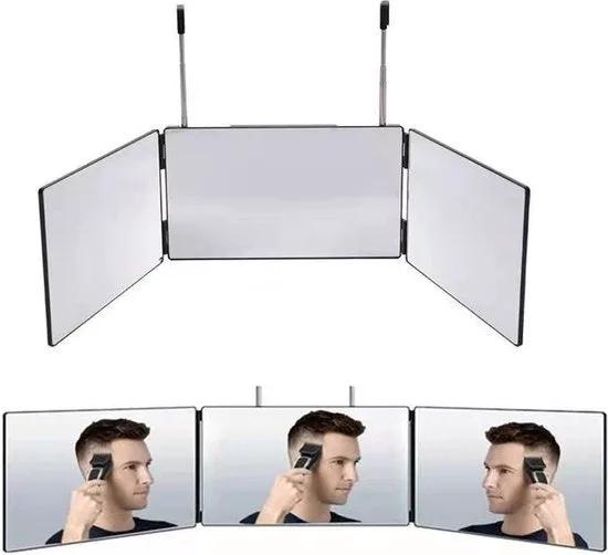 Merkloos Self Cut Spiegel Multi Mirror Thuis Kapper Spiegel Make Up Spiegel 360 graden met LED -
