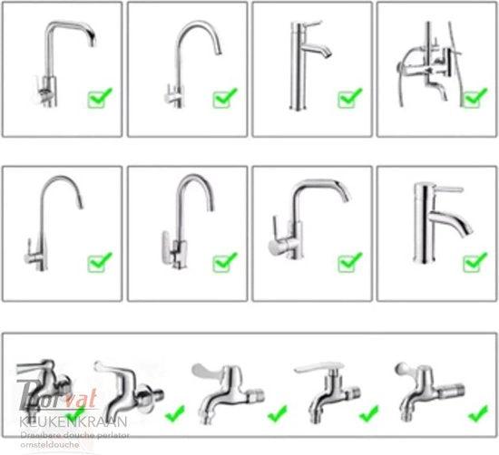 Borvat® Borvat® - Draaibare douche perlator - Voor keukenkraan - Kraan kop zilver - Waterbesparende kraankop - Krachtige kraankop - roterende sproeikop - 360 graden - Kraan opzetstuk - 2 Stuks -