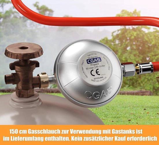 IBBO® - Gas kooktoestel 2 pits - Campingkooktoestel - Vrijstaande Gaskookplaat - incl.1.5 m Gasslang en drukregelaar 50 mbar - Wit by borvat