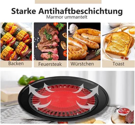 borvat IBBO® - Grillplaat - Bakplaat anti-aanbak - Camping Jack Grill bevestiging voor draagbaar gasfornuis - Diameter 31.5 cm - voor gasfornuis - Antiaanbaklaag - Zwart -