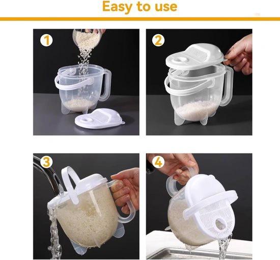 borvat IBBO® - Rijst wassen Strainer - Rijstzeef - Vergieter- Rijstwaskom - Wassen - Zeef met Handvat - Rijst Zeeft - Waskom - Rijstwasser - Afgieter - Plastic Vergiet - Veilig Afgieten -