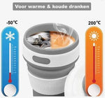 Merkloos Koffiebeker to go - Inklapbare beker - Duurzame beker - 100% BPA vrij - Opvouwbaar - Reisbeker - Meeneem beker -Travel cup - 350 ml - Grijs -