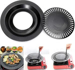 borvat IBBO® - Grillplaat - Bakplaat anti-aanbak - Camping Jack Grill bevestiging voor draagbaar gasfornuis - Diameter 31.5 cm - voor gasfornuis - Antiaanbaklaag - Zwart -
