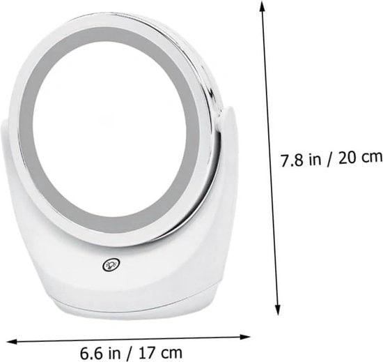 BORVAT Make-up Spiegel met LED Verlichting - 360° Draaibaar - 5x Vergroting - 3 Lichtstanden - Dubbelzijdig - Wit by BORVAT