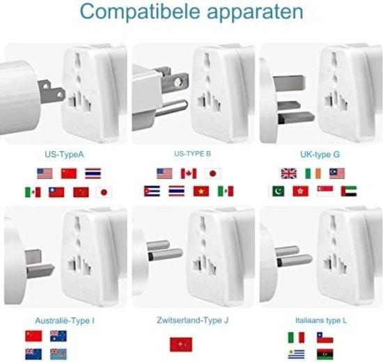 Merkloos Engelse Stekker - Uk Stekker - Reisstekker Engeland - Engelse Stekker naar Europa - Pak van 3 - Wit -