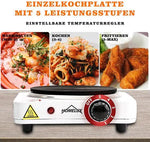 Borvat® Pluto® - HOMELUX - Elektrische kookplaat - Warmhoudplaat - draagbaar -1500W - camping - Wit -