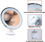 Borvat® Make-up en Scheerspiegel met LED Verlichting – 10x Vergroting – 360° Verstelbaar met Zuignap -Voor Badkamer, Douche en Slaapkamer– Rond – Wit -