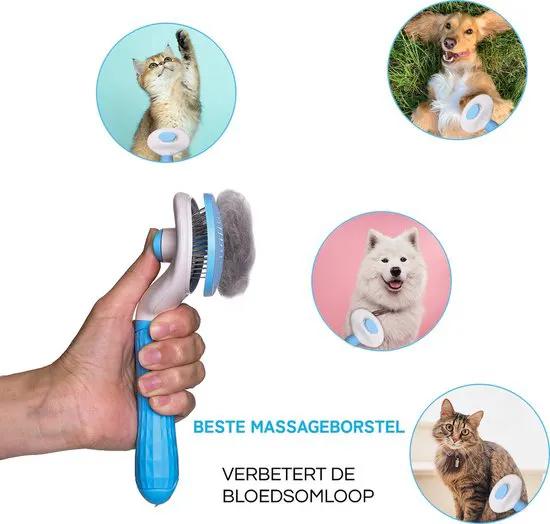 borvat IBBO® - Kattenborstel - Hondenborstel - Kattenkam - Kattenhaar - Hondenhaar - Huisdierhaar verwijderaar - Haarverwijderaar voor huisdieren - Langharig - Kortharig - Blauw -