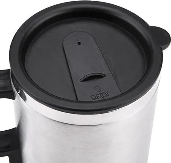 Merkloos Auto Waterkoker, 450ml 12V Elektrische Thermosfles Roestvrij Staal 65 Graden Celsius Elektrische Waterkokers Voor Op Reis, Voor Koffie, Thee -