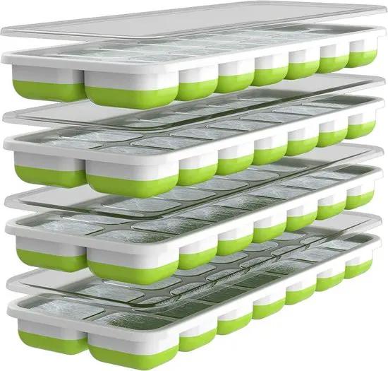 ‘Merk-loos’’ Oliver's Kitchen IJsblokjesvorm - 4 x Set ijsvormen - Flexibele ijsvormen die snel loslaten - Bespaar ruimte met niet-lekkende stapelbare deksels – Vaatwasser bestendig - BPA-vrije siliconen ijsvormen -