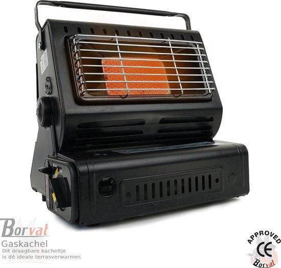 Borvat® Borvat® | Kamping Gaskachel - Heater - Kachel - Terrasverwarmer - Camping gaskachel - Gas Heater - Verstelbaar - Draagbaar - Zwart - Space Heaters Verwarming & Kachels