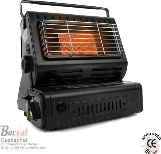 Borvat® Borvat® Kamping Gaskachel - Heater - Kachel - Terrasverwarmer - Camping gaskachel - Buitenkachel - Gas Heater - Verstelbaar - Draagbaar - Zwart -