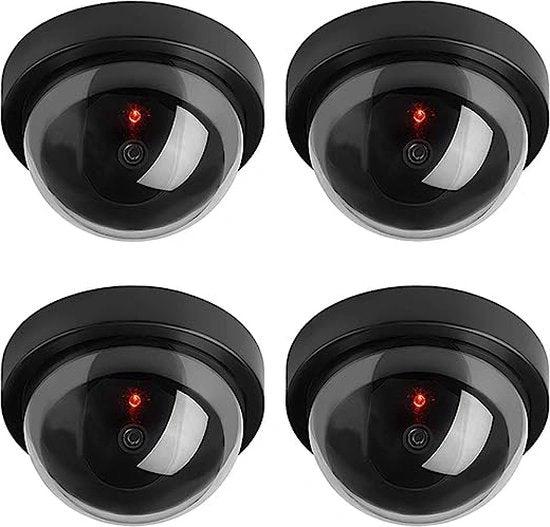 Dummy Camera (4 pack) - Beveiliging buiten en binnen - Waterdicht - Beveiligingscamera - Met LED indicator - Zonder baterijen - Nep camera - 35W - Rond - Zwart by Merkloos