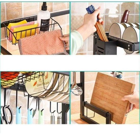 BORVAT Multifunctioneel Afdruiprek Boven de Gootsteen - 85cm - Roestvrij Staal - Zwart by BORVAT