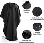 Borvat® Borvat® - Kappersmantel - Kapmantel - Kappersschort - Kapper - Geschikt voor Haren - Unisex - Thuis of Salon - Voor Volwassenen en Kinderen - Zwart -