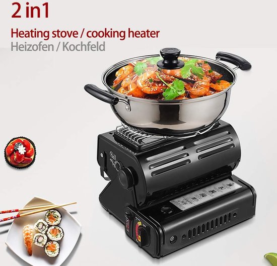 Borvat® Borvat® | Kamping Gaskachel - Heater - Kachel - Terrasverwarmer - Camping gaskachel - Gas Heater - Verstelbaar - Draagbaar - Zwart - Space Heaters Verwarming & Kachels