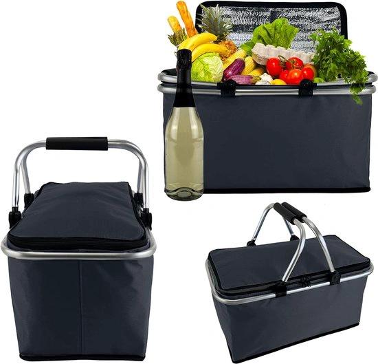 Opvouwbare Koeltas Winkelmand 30L - Thermisch Geïsoleerd - Donkerblauw by BORVAT