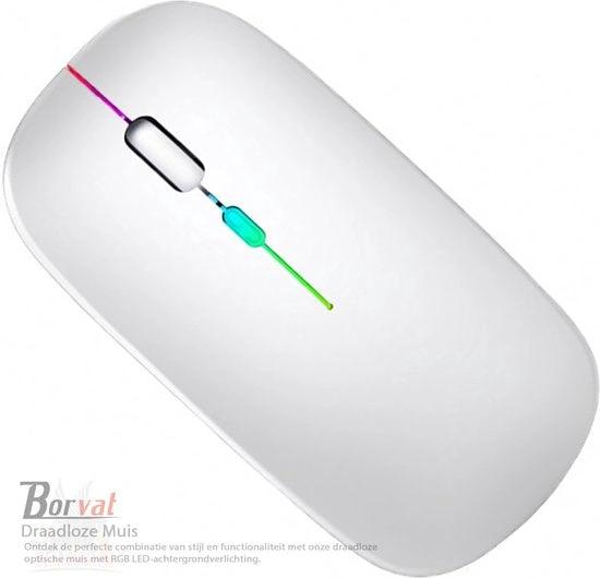 Borvat® Borvat® - Oplaadbare draadloze muis Computermuis Ergonomische USB-muis Stille muis met achtergrondverlichting RGB-muizen voor laptop-pc - Zwart -