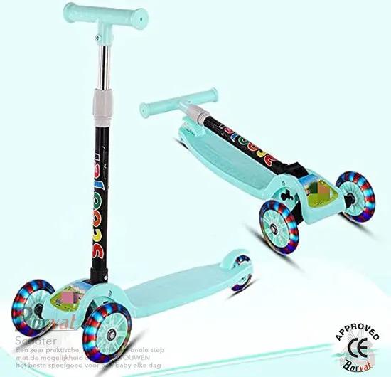 Borvat® Borvat® - Opvouwbare Driewielige Kinderscooter met LED Wielen - Verstelbaar Stuur, Lichtgewicht & Veilig - Voor Kinderen 3-8 Jaar - Groen -