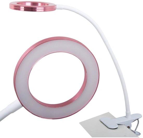 Merkloos IBBO Shop - LED bureaulamp - lamp met klem - USB lamp - flexibele leeslamp - studeerlamp - kindvriendelijke lamp - warm koud licht - energiezuinige lamp - Roze -