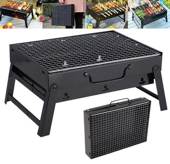 BORVAT Compacte Opvouwbare Houtskool BBQ - Draagbare Grill - Kamperen & Picknick - Roestvrij Staal - Zwart by BORVAT