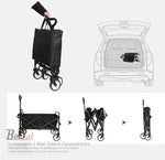 BORVAT Tuinwagen 4-Wiel - Opvouwbare Tas - Tuin Trolley - Winkelwagen - Kruiwagen - Zwart by BORVAT