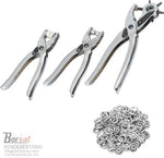 Borvat® Borvat® - Revolvertang & Drukknooptang Gatentang Set - Drukknopen Tang Ponstang Riemen & Leer - Pijptang - Zilver -