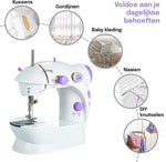 Merkloos Mini Naaimachine Elektrische - Kleine Naaimachine - Compacte Naaimachine - Handnaaimachine Elektrisch - Wit/Paars -