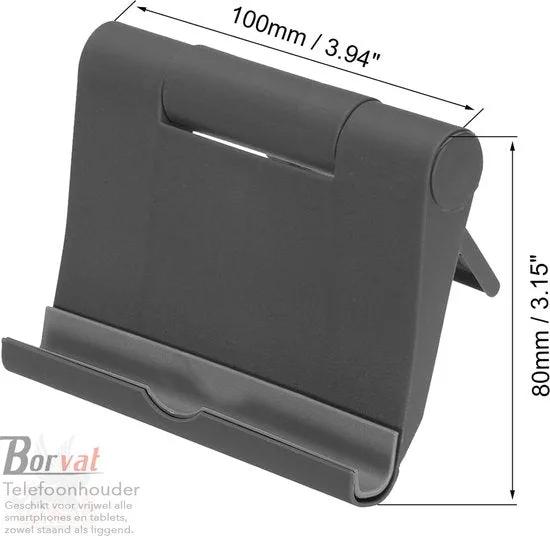 Borvat® Borvat® - Universele Telefoonhouder Bureau - Tablet Houder - Telefoonstandaard - Gsm Houder - Verstelbaar tot 100 graden - Zwart -