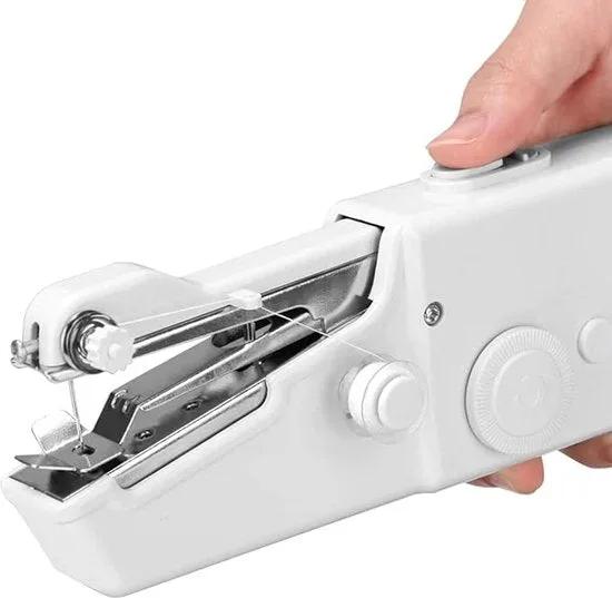 Merkloos Naaimachine elektrische mini met 3 draadspoelen, draagbare handnaaimachine met eenvoudig te bedienen, mini-naaimachine, handheld naaiset, reisnaaiset, thuis naaiset, handnaaimachine, wit -