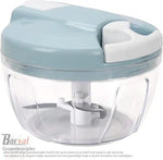 Borvat® Borvat® Uiensnijder - handmatig - groentesnijder met roestvrijstalen messen - extra 1 mixer - uien hakmolen - multihakmolen met trekkoord - 5 seconden hakken en mengen (blauw-500 ml) -