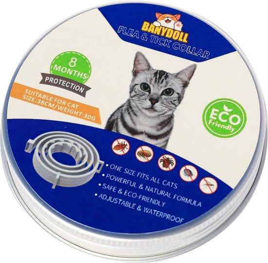 borvat IBBO® - Vlooienband kat - Verstelbaar - 8 maanden bescherming - Vlooienband - Natuurlijk - Tekenband - Anti vlooien - 38cm - Fit all sizes - Vlooienbandjes kat - Vlooien - Paars -