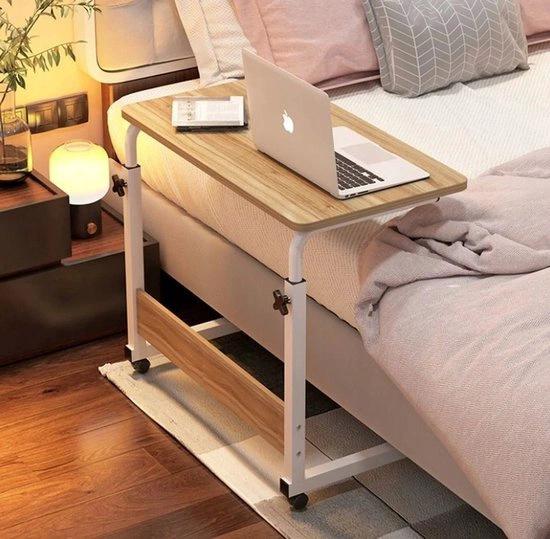 Bijzettafel en Laptop Tafel – Verstelbaar – Bedtafel en Computertafel – Hout – 80x40 cm by Borvat®