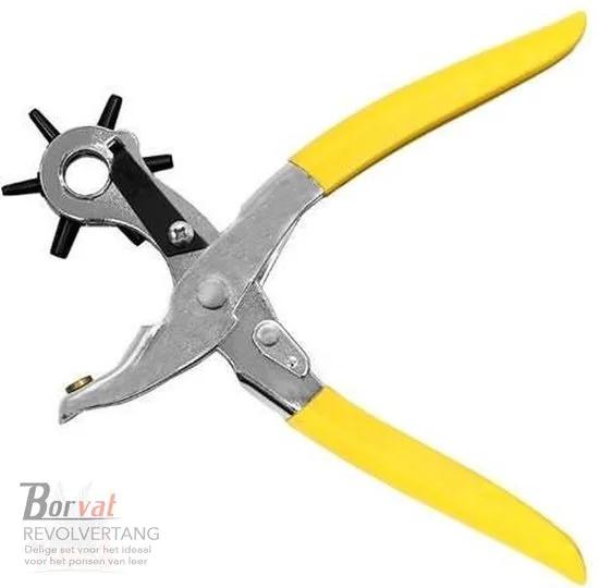 Borvat® Borvat® - Revolvertang & Drukknooptang Gatentang Set - Drukknopen Tang Ponstang Riemen & Leer - Pijptang- Geel -