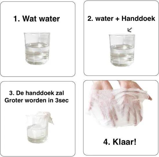 Mer kloos Magic towels - 100 stuks - Individueel verpakt - Biologisch afbreekbaar-Individueel verpakt-Geschikt voor onderweg - Zonder parfum-22 x 24 cm -