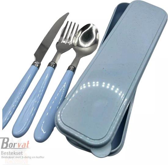 Borvat® Borvat® - bestekset van roestvrij staal met koffer 3-delig - Roze -