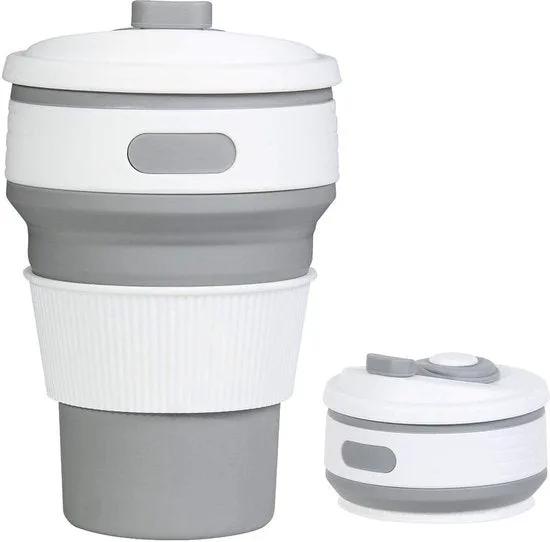 Borvat® Borvat® | Koffiebeker to go - Opvouwbare reisbeker - Duurzaam en BPA-vrij - 350 ml - Grijs - Thermoses Camping & Outdoor