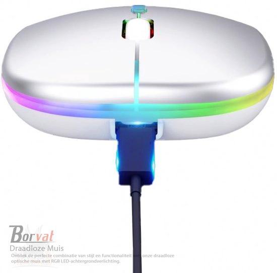 Borvat® Borvat® - Oplaadbare draadloze muis Computermuis Ergonomische USB-muis Stille muis met achtergrondverlichting RGB-muizen voor laptop-pc - Zwart -