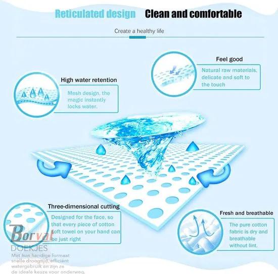 Borvat® Borvat® - Compressed Towels - Travel Towel - Handdoek - Gecomprimeerde doekjes - In Tablet vorm - Hygienische Vochtige Doekjes - Wit - 200 Stuks -