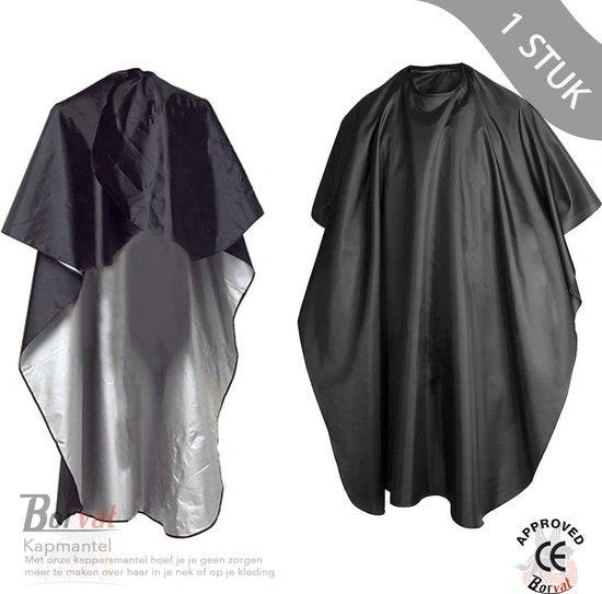Borvat® Borvat® - Kappersmantel - Kapmantel - Kappersschort - Kapper - Geschikt voor Haren - Unisex - Thuis of Salon - Voor Volwassenen en Kinderen - Zwart -