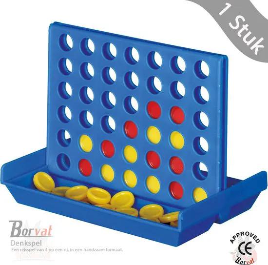 Borvat® Borvat® - Reisspel - mini - Denkspel speelgoed voor kinderen en volwassenen - 4 Op een rij - 10,3 x 14,3 x 3,3 cm -