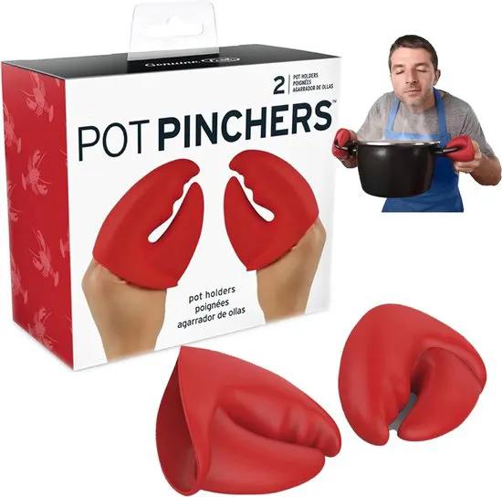 Merkloos IBBO Shop - Siliconen Ovenwanten - Kreeft Klauwen - 2x Pannenlap - Set van 2 stuks - Koken & Bakken - Warmtebestendig - Hittebestendig - Ovenwanten - Ovenhandschoenen - Rood -