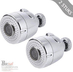 Borvat® Borvat® - Draaibare douche perlator - Voor keukenkraan - Kraan kop zilver - Waterbesparende kraankop - Krachtige kraankop - roterende sproeikop - 360 graden - Kraan opzetstuk - 2 Stuks -