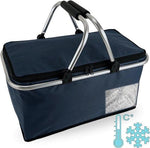 Opvouwbare Koeltas Winkelmand 30L - Thermisch Geïsoleerd - Donkerblauw by BORVAT